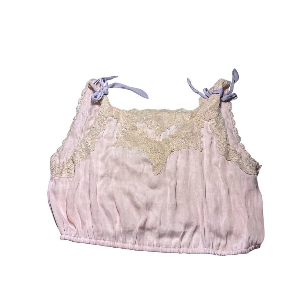 Intimately Free People Apple Blossom Lace Crop Cami Pink Tie Strap OB2517331 M